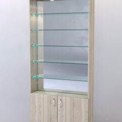 Стеллаж ШАЛОСТЬ №1-2-900 (задняя стенка зеркало), Дуб Сонома