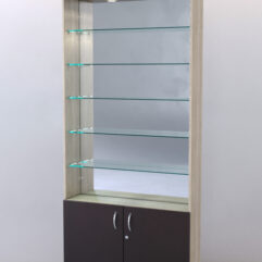 Стеллаж ШАЛОСТЬ №1-2-900 (задняя стенка зеркало), Дуб Сонома + Дуб Венге