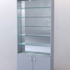 Стеллаж ШАЛОСТЬ №1-2-900 (задняя стенка зеркало), Серый