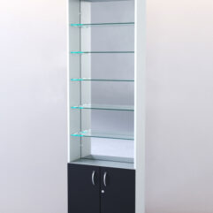 Стеллаж ШАЛОСТЬ №1-2-600 (задняя стенка зеркало), Белый + Черный