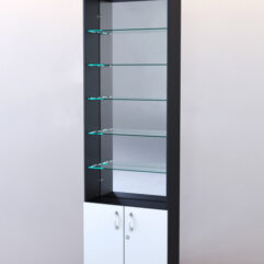 Стеллаж ШАЛОСТЬ №1-2-600 (задняя стенка зеркало), Черный + Белый