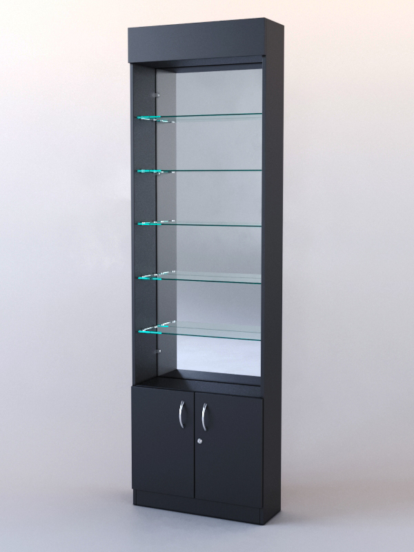 Стеллаж ШАЛОСТЬ №1-2-600 (задняя стенка зеркало), Черный