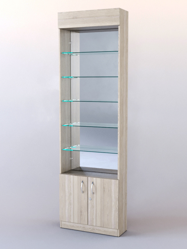 Стеллаж ШАЛОСТЬ №1-2-600 (задняя стенка зеркало), Дуб Сонома