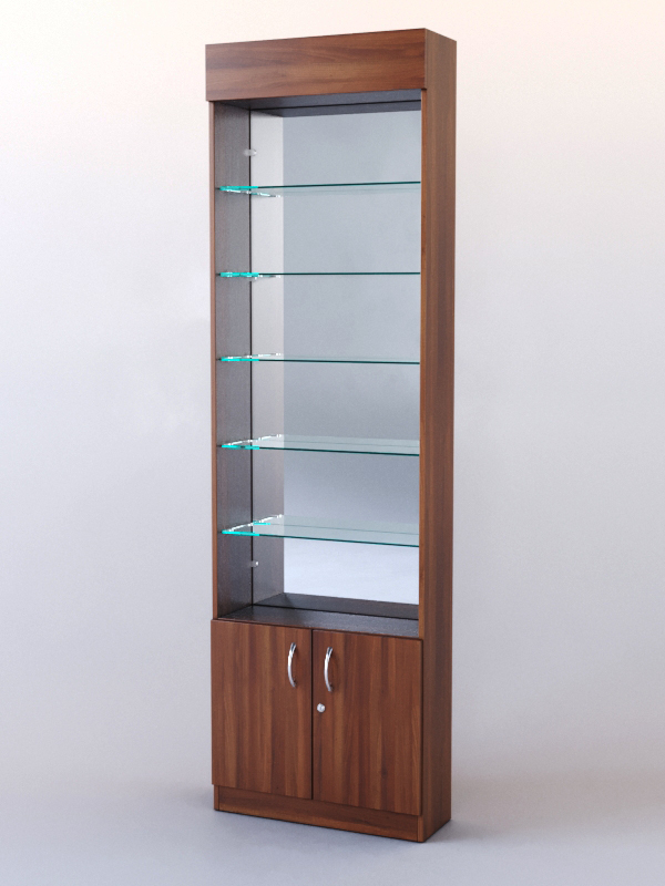 Стеллаж ШАЛОСТЬ №1-2-600 (задняя стенка зеркало), Орех