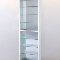 Стеллаж ШАЛОСТЬ №2-2-600 (задняя стенка зеркало), Белый + Черный