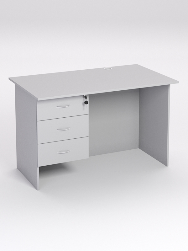 Стол однотумбовый офисный С-06А (левосторонний), Серый
