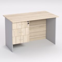 Стол однотумбовый офисный С-06А (левосторонний), Дуб Сонома и Серый