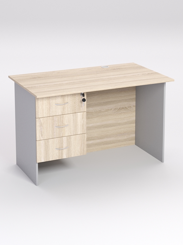 Стол однотумбовый офисный С-06А (левосторонний), Дуб Сонома и Серый