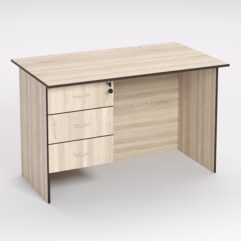 Стол однотумбовый офисный С-06А (левосторонний), Дуб Сонома, кромка Дуб Венге