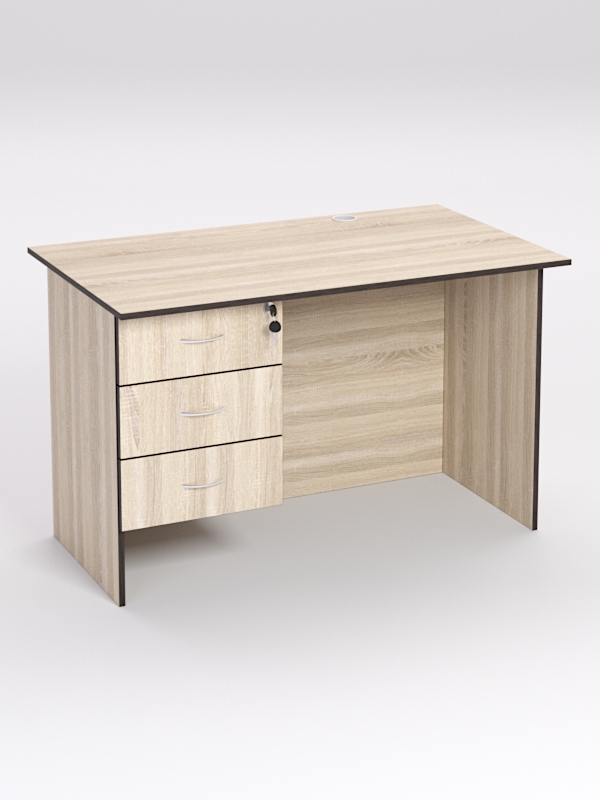 Стол однотумбовый офисный С-06А (левосторонний), Дуб Сонома, кромка Дуб Венге