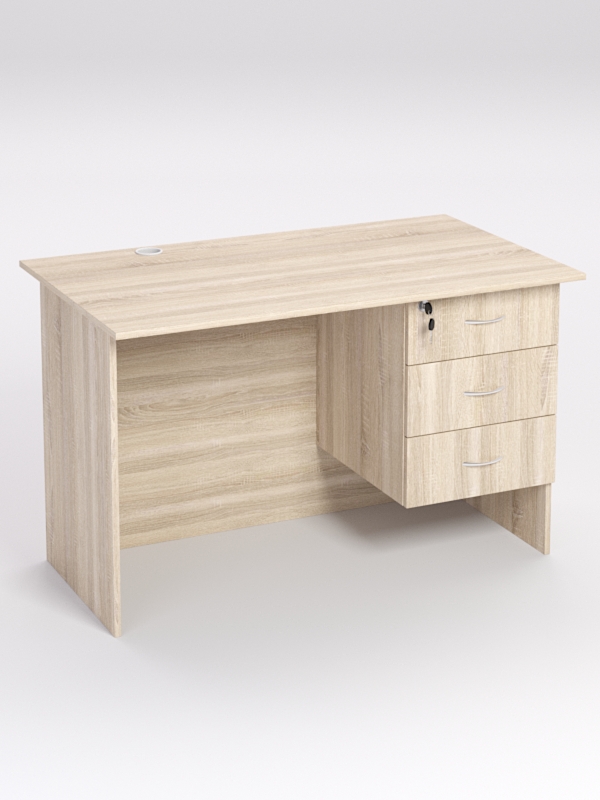 Стол однотумбовый офисный С-06А (правосторонний), Дуб Сонома