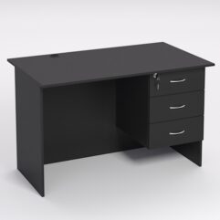 Стол однотумбовый офисный С-06А (правосторонний), Черный