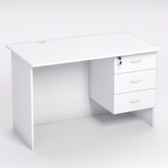 Стол однотумбовый офисный С-06А (правосторонний), Белый