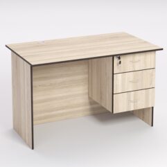 Стол однотумбовый офисный С-06А (правосторонний), Дуб Сонома, кромка Дуб Венге