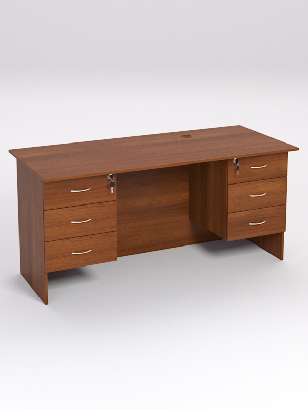 Стол двухтумбовый офисный С-07А, Орех