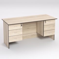 Стол двухтумбовый офисный С-07А, Дуб Сонома, кромка Дуб Венге