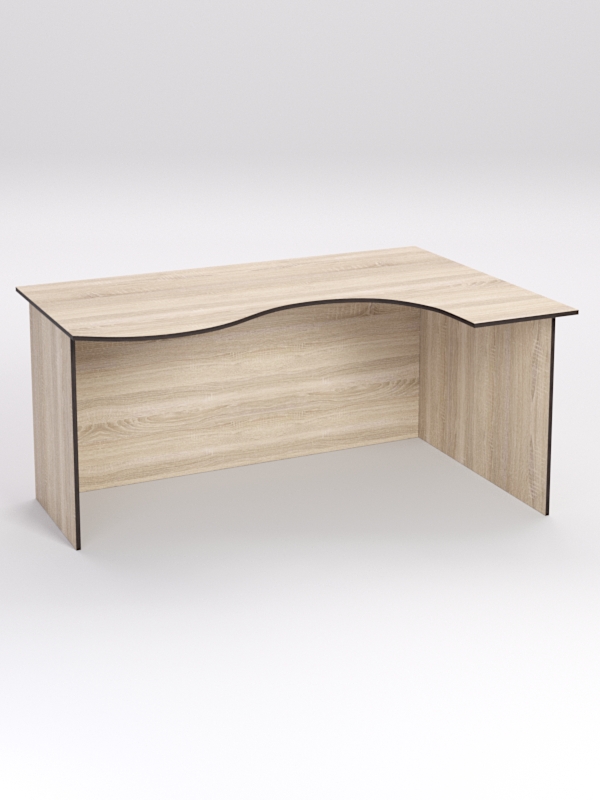 Стол эргономичный офисный СЭ-12А (правосторонний), Дуб Сонома, кромка Дуб Венге