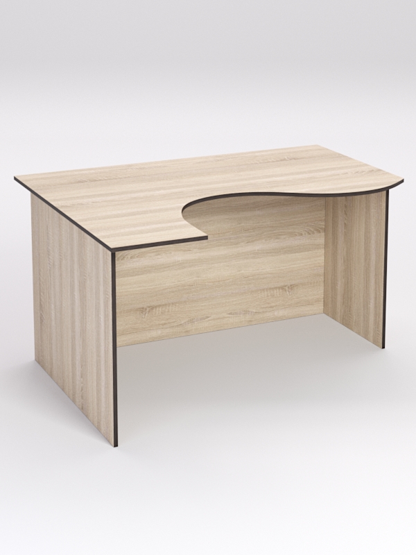 Стол эргономичный офисный СЭ-13А (левосторонний), Дуб Сонома, кромка Дуб Венге