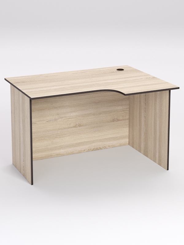 Стол эргономичный офисный СЭ-16А (правосторонний), Дуб Сонома, кромка Дуб Венге