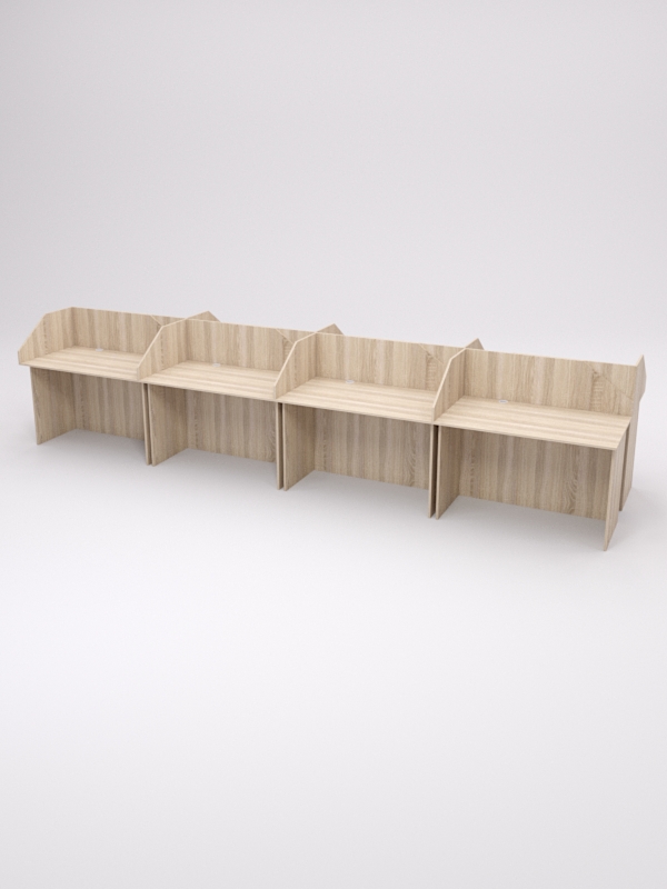 Столы рабочие офисные С-02А с экраном (комплект 8шт), Дуб Сонома