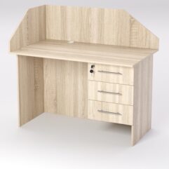 Стол однотумбовый офисный С-06А (правосторонний) с экраном, Дуб Сонома