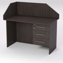 Стол однотумбовый офисный С-06А (правосторонний) с экраном, Дуб Венге