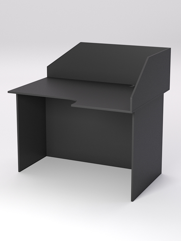 Стол эргономичный офисный СЭ-16А (правосторонний) с экраном, Черный