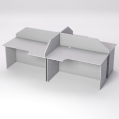 Столы рабочие офисные СЭ-19/20А с экраном (комплект 4шт), Серый