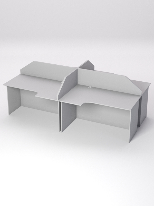 Столы рабочие офисные СЭ-19/20А с экраном (комплект 4шт), Серый