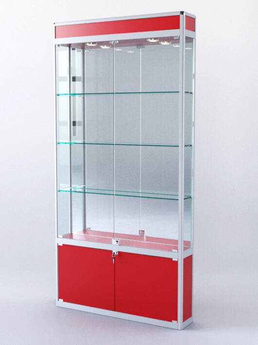 Витрина ПРЯМОУГОЛЬНАЯ №1-200-3 (задняя стенка - зеркало), Красный 0149 BS