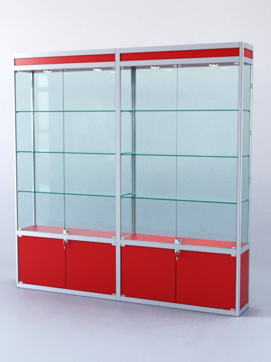 Витрина ПРЯМОУГОЛЬНАЯ №1-2м-300-2 (задняя стенка - стекло), Красный 0149 BS