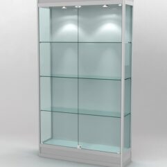 Витрина ПРОФИЛЬ ПОДИУМ №1-300-1 (задняя стенка - ДВП), Серый
