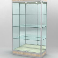 Витрина ПРОФИЛЬ ПОДИУМ №1-500-3 (задняя стенка - зеркало), Дуб Сонома
