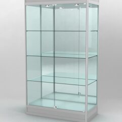 Витрина ПРОФИЛЬ ПОДИУМ №1-500-3 (задняя стенка - зеркало), Серый