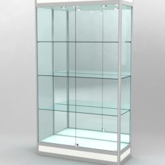 Витрина ПРОФИЛЬ ПОДИУМ №1-400-3 (задняя стенка - зеркало), Белый