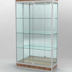 Витрина ПРОФИЛЬ ПОДИУМ №1-400-3 (задняя стенка - зеркало), Орех
