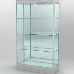 Витрина ПРОФИЛЬ ПОДИУМ №1-400-3 (задняя стенка - зеркало), Серый