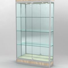 Витрина ПРОФИЛЬ ПОДИУМ №1-300-3 (задняя стенка - зеркало), Дуб Сонома
