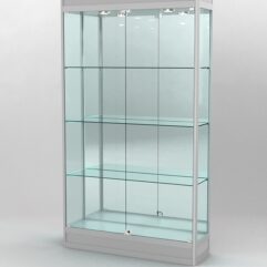 Витрина ПРОФИЛЬ ПОДИУМ №1-300-3 (задняя стенка - зеркало), Серый