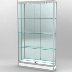 Витрина ПРОФИЛЬ ПОДИУМ №1-200-3 (задняя стенка - зеркало), Белый