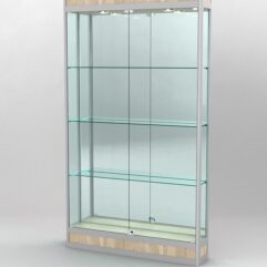 Витрина ПРОФИЛЬ ПОДИУМ №1-200-3 (задняя стенка - зеркало), Дуб Сонома