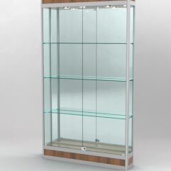 Витрина ПРОФИЛЬ ПОДИУМ №1-200-3 (задняя стенка - зеркало), Орех