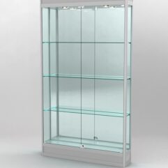 Витрина ПРОФИЛЬ ПОДИУМ №1-200-3 (задняя стенка - зеркало), Серый
