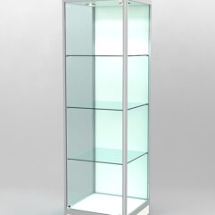 Витрина ПРОФИЛЬ ПОДИУМ №3-500-1 (задняя стенка - ДВП), Белый