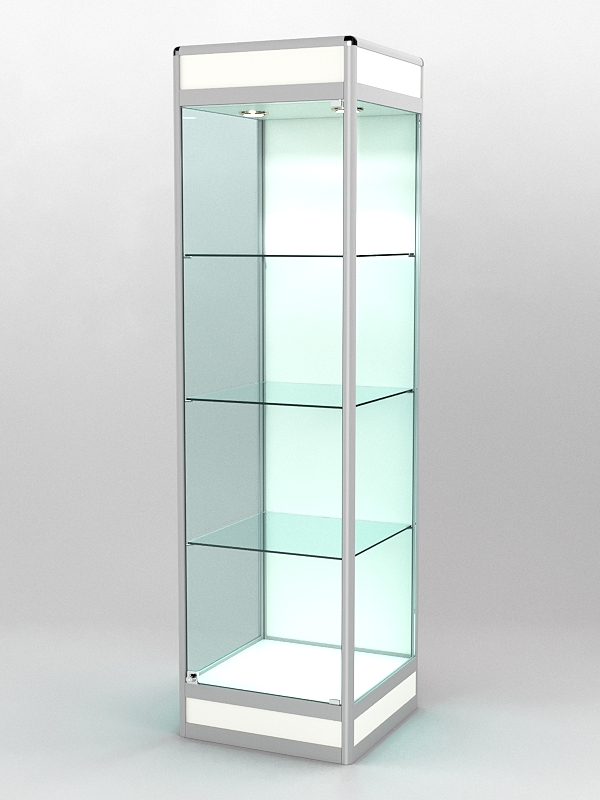 Витрина ПРОФИЛЬ ПОДИУМ №3-500-1 (задняя стенка - ДВП), Белый