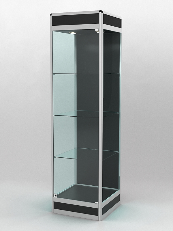 Витрина ПРОФИЛЬ ПОДИУМ №3-500-1 (задняя стенка - ДВП), Черный