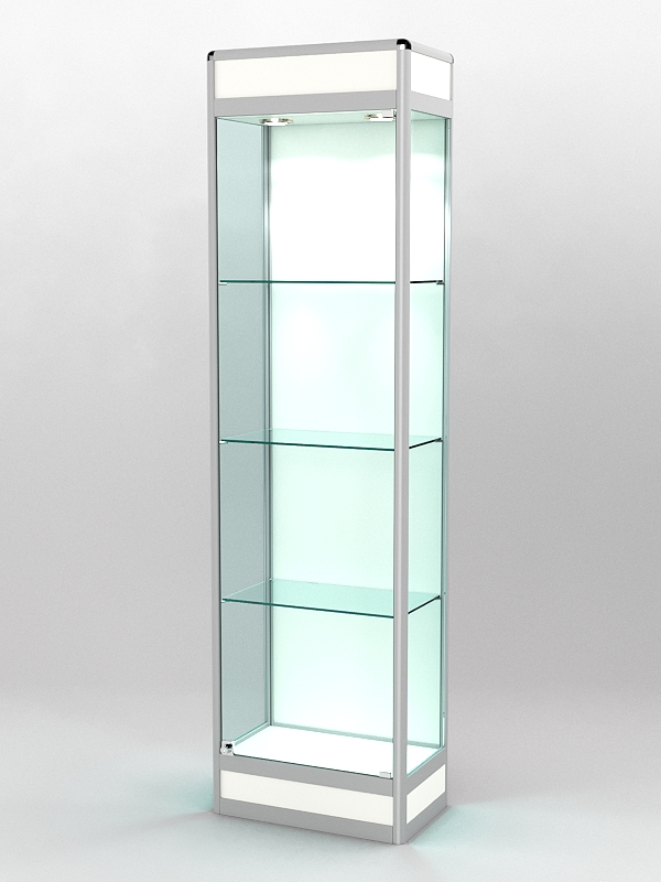 Витрина ПРОФИЛЬ ПОДИУМ №3-300-1 (задняя стенка - ДВП), Белый