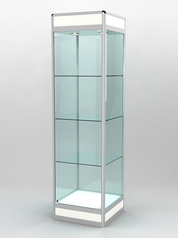 Витрина ПРОФИЛЬ ПОДИУМ №3-500-2 (задняя стенка - стекло), Белый