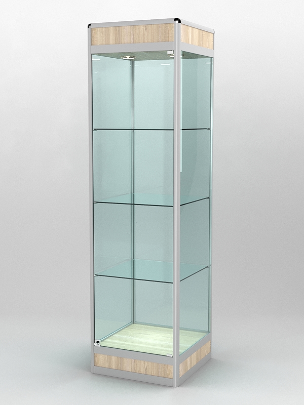 Витрина ПРОФИЛЬ ПОДИУМ №3-500-2 (задняя стенка - стекло), Дуб Сонома