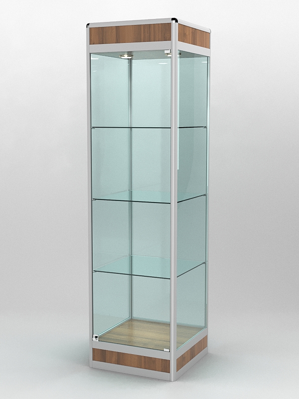 Витрина ПРОФИЛЬ ПОДИУМ №3-500-2 (задняя стенка - стекло), Орех